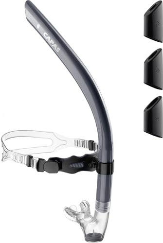 CAPAS Training Schwimmen Schnorchel, verstellbaren Riemen Swivel Stirnband | ideale Passform, mit Flüssigkeit Silikon Mundstück, Schwimmer-Schnorchel für Runde Schwimmen, für Erwachsene Männer Frauen