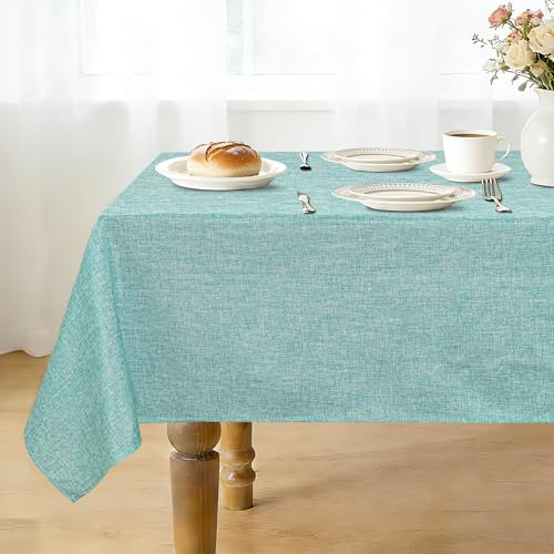 JIUZHEN Tischtuch Wasserabweisend Tischdecke Abwaschbar Lotuseffekt | Esszimmer Garten Outdoor Hochzeiten Wasserdicht Tischdecken Eckig 135x220 cm Blau