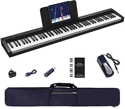 OYAYO Digital Piano 88 Weighted Keys with Stand Full Size keyboard piano with Bluetooth MIDI Function, Touch Sensitivity Piano Keyboard with Sustain Pedal piano Bag Great for Beginner child adult