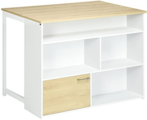 HOMCOM Mesa de Bar Extensible con ala Plegable 116x79,5x91 cm Blanco