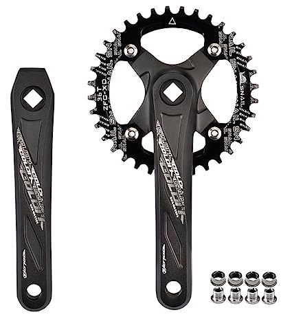 ZCXBHD Fahrrad-Kurbelgarnitur Vierkantkonus 170/175mm Mountainbike-Kurbelgarnitur 104/64BCD 32T/34T/36T/38T/40T/42T Kettenblatt Kurbelarm-Satz Für 10/11 Gang schwarz (Color : 175mm, Size : 34T)
