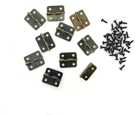 JZK 10 Mini Cerniere in Bronzo di Ricambio per Cassetti, 18 x 16 mm, per Mobili Con Viti per Casa delle Bambole Fai da Te, Portagioie in Legno