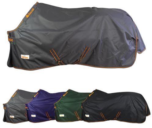 Marengos by Bucas - Weidedecke Stay-Dry 1200D – Grau/Orange – 155 cm | Irish Turnout – Regendecke & Übergangsdecke – atmungsaktive & wasserdichte Pferdedecke – Innenfutter & Kreuzbegurtung