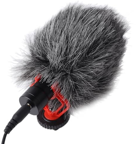 Cyrank Microfono per Fotocamera, Microfono Video Professionale con Riduzione del Rumore Microfono Direzionale Portatile per Smartphone con Fotocamera