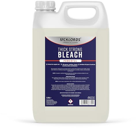 McKLords Commercial - Thick Bleach 2.5L - Extra Strong Cleaner for Toilets, Bathrooms, Kitchens & Drains - Removes Stains & Odours