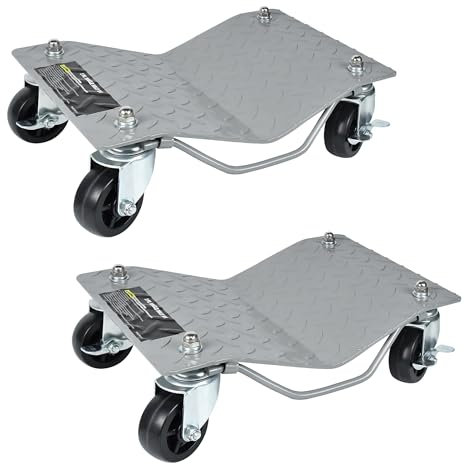 UISEBRT 2 unidades de ayuda para maniobrar con ruedas, ruedas giratorias, capacidad máxima de 500 kg/pieza, gato hidráulico para coche, 405 x 300 mm