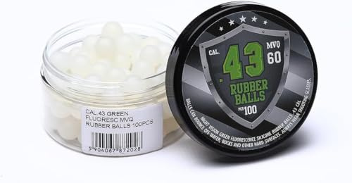 Glowing gummibollar i .43 Caliber – Glow in the Dark Resuable Rubberballs i grönt för träning paintball-pistoler i 43 grader. Hem self Defense
