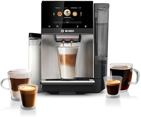 Bosch Fully Automatic Coffee and Espresso Machine - 36 Drinks, Double Cup Barista Style Super Coffee Maker - Touchscreen, Large Bean Capacity - Easy Clean, Maintenance - Stainless Steel - TQU60703