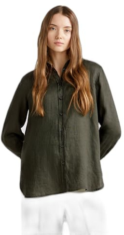 United Colors of Benetton Camicia 5bmldq02u - Camisa para Mujer, Color Verde, Talla S, Verde, S
