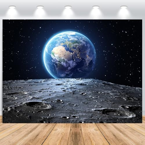 ASDCXZ Foto Hintergrund für der Weltraum 2.2x1.5m, Universum Weltraum Erde Mond Oberfläche Galaxie Nacht Sterne Fotografie Hintergrund Kinder Geburtstag Baby Dusche Party Dekor Studio Requisiten