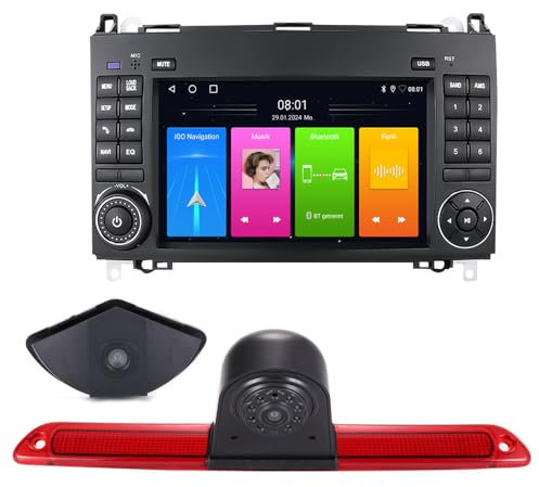 7 Zoll HD-Touchscreen Carplay/Android GPS-Navigation Autoradio-Navigation + Auto Bremslichtkamera + Frontkamera für Mercedes-Benz Sprinter 3,5-T Bus B906 309 310 311 313 314 315 318 319/C rafter 30-35