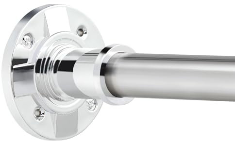 Stainless Steel Extendable Shower Curtain Rod Tension Pole, Silver Adjustable Telescopic Rods Extendable for Kitchen Cupboard Bathroom Window(75cm-228.5cm)