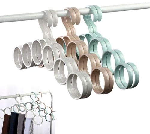 3pcs Plastic Loop Scarf Hanger, No Snag Closet Organization Storage Holder for Scarves, Men's Ties, Women's Shawls, Pashminas, Belts, Accessories, Clothes, 6 Loops