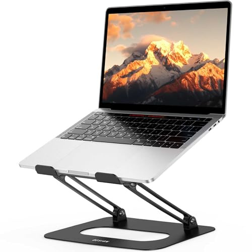 BESIGN LSX2 Laptop ständer aus Aluminium, Verstellbarer ergonomischer Notebook-Ständer, Laptop ständer kompatibel mit 10-14 Laptops (Mattschwarz)
