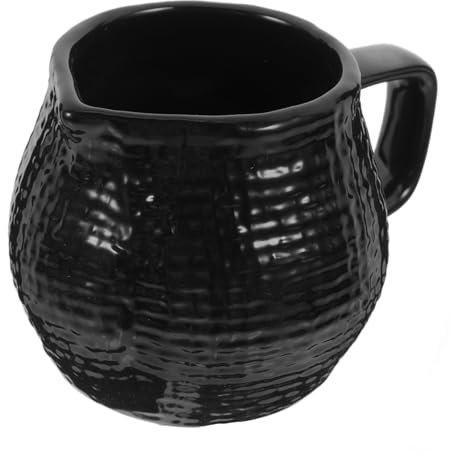 KICHOUSE Pichet à Lait en Céramique Noir 150 ML avec Anse, Petit Pichet Polyvalent pour Mousse De Lait, Café Et Sauces, pour Restaurants Et Usage Domestique