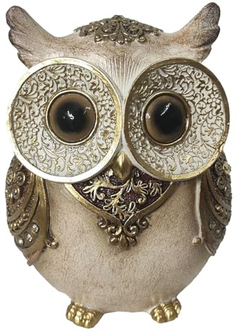 SIGNES GRIMALT Figur Eule aus elegantem Harz, große Augen und goldfarbene Barock-Oberfläche, Kollektion Authentik, Höhe 15 cm