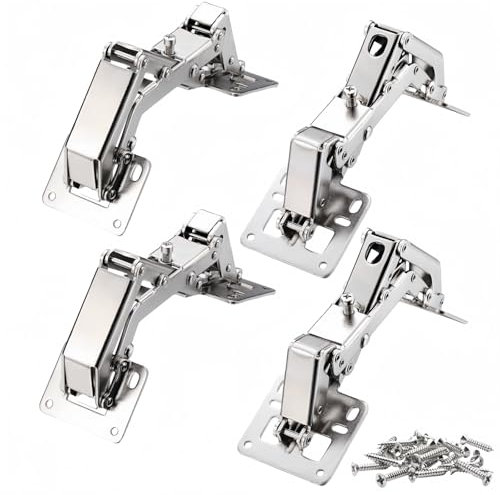 175° Heavy Duty Cabinet Hinges 2 Pair, Wide-Opening Concealed Hydraulic Hinges for Trap Doors, Thick Panels & Garage Cabinets | Soft Close, Adjustable Frameless Hinge Set with Screws & Storage Case