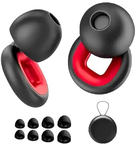 Artevive High Fidelity Concert Earplugs - 27 dB Wind Noise & Ringing Reduction for Motorcyclists, Reusable (Red)