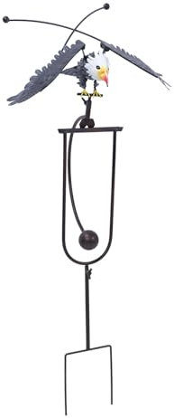 Adorno de Jardín de águila Calva Decoración de la Granja Rústica Escultura de Viento para Uso Al Aire Libre
