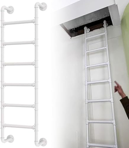 Scala a pioli in Metallo Bianca da Parete per Scale da Arrampicata per soffitta per Letto Alto soffitta Esterna, Scala di Uscita da 4 Piedi 5 Piedi 6 Piedi 7 Piedi 8 Piedi Scala di