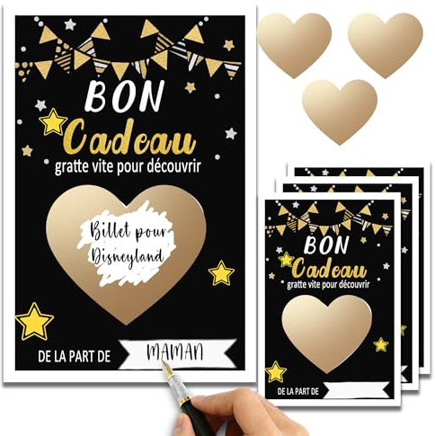 10 Bon cadeau à remplir | Carte à gratter personnalisable | Carte d'anniversaire | Cadeau Saint Valentin homme femme, Annonce Grossesse | chèque cadeau coupons pour couples