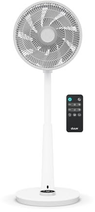 Duux Whisper 2 Standing Fan with Remote Control, 26 Cooling Speeds, Height Adjustable, Multi-direction Oscilation, Quiet Fan with Night Mode and Timer, White