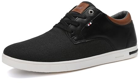 ANALEAF Herrskor fritidsskor bekväma och mjuka sneakers affärsskor, Svart sot, 44 EU