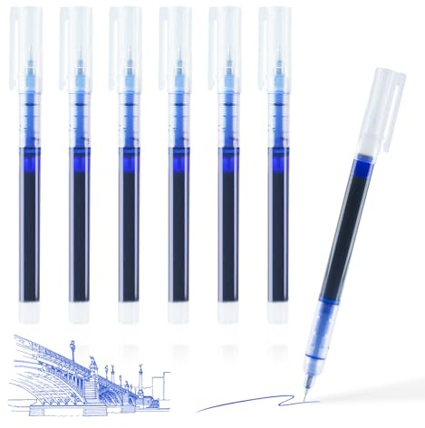 SMOOTHERPRO Penne Blu a Gel Punta Fine Scrittura Fluida 0,5 mm 6 Pz | Asciugatura Rapida, Tratto Preciso, per Disegno, Cancelleria, Casa, Scuola, Ufficio