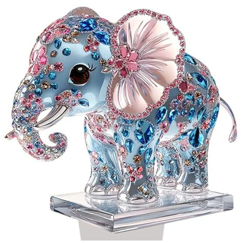 lopituwe Crystal Elephant Colorful Elephant Desktop Standing Decoration For Living Room Acrylic 2d Acrylic Decorative Ornaments