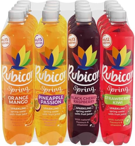 Rubicon Sparkling Spring Water, Mixed Pack, 500ml, 16 Bottles