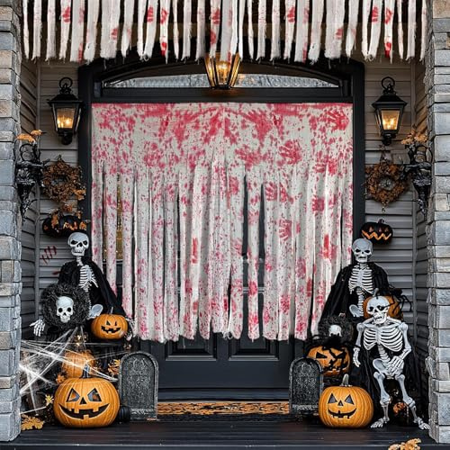 AIXIMA 2 Pcs Cortina de Puerta de Halloween, Cortinas Sangrientas de Halloween, Cortinas Decorativas Halloween, Cortina de Puerta Sangrienta para la Decoración de Halloween
