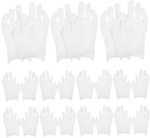 LAPYAPPE 12Paare Weiße Fingerlose Baumwollhandschuhe für Trockene Hände Feuchtigkeitsspendende Arbeitshandschuhe aus Baumwolle für Damen und Herren für Verschiedene Anlässe