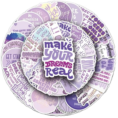 50Pcs Purple Reminders Motivational Stickers, Inspirational Cartoon Laptop Stickers, Positive Waterproof Journal Sticker, Affirmation Sticker for Scrapbook, Water Bottles, Laptops