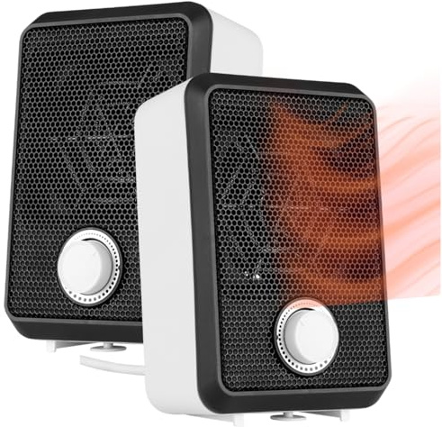 NEO TOOLS Tisch-Heizlüfter, 600W, Kompakter Mini-Heizlüfter mit Thermostat | Kippschutz, Ideal für Schreibtisch & Büro, Effiziente Punktbeheizung