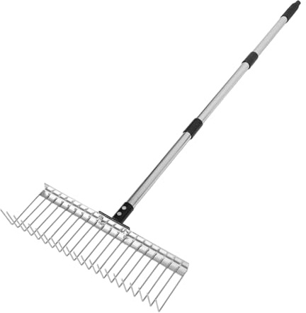 TOYANDONA Rastrello da Giardino in Acciaio Attrezzo per Raccolta Foglie e Detriti per Giardinaggio e Paesaggistica con Impugnatura Ergonomica e Design Salvaspazio