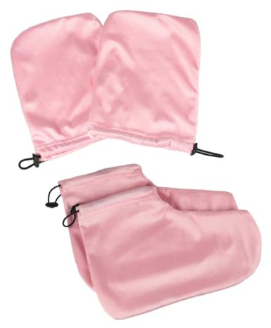 Zerodeko 2 Paar Paraffintherapie Handschuhe und Fußüberzüge Satz aus Wärmendem Baumwollfutter Rosa Zubehör für Paraffinbad Zuhause und Spa