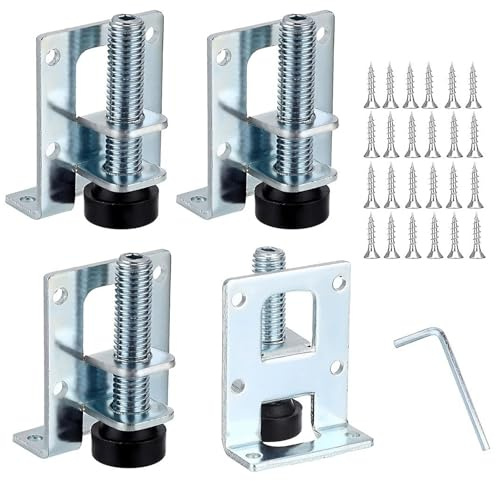 FENGJINGJIACHENG 4 Pieces Heavy Duty Furniture Levelers, Adjustable Furniture Feet, Leveling Sliding Feet, Furniture Leveling Legs, for Tables, Shelves, Cabinets, Workbench,Black,Medium