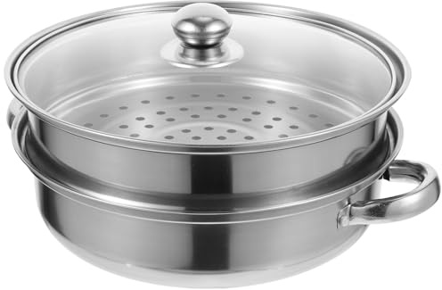 Hemobllo Olla Vapor Acero Inoxidable Doble Capa con Asas Ergonómicas Cocedor Verduras Vapor para Hogar y Restaurante Apta Lavavajillas y Fácil Limpieza