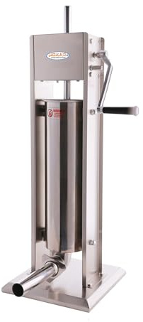 Hakka 7L/15LB Sausage Stuffer, Manual Sausage Maker Machine Filler Meat Stuffer 2 Speed Stainless Steel All Coverage Vertical Sausage Making Machine with 4 S/S Filling Funnels