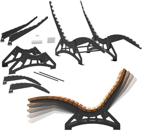 SOTECH Kit lettino da giardino Base LOUNGER larghezza 680 mm (senza doghe in legno) Lettino prendisole in acciaio massiccio zincato nero Lettino wellness Lettino da terrazza