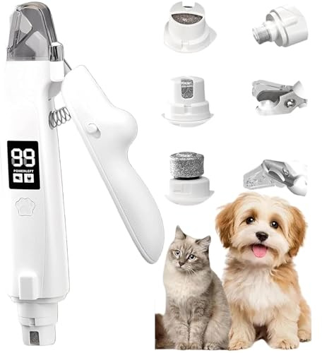 Dog Nails Clippers, 2 in 1 Dog Nail Grinders & Claw Clippers for Grooming with Light, Easy Nail Trimmer File, Safe Silent Pet Nail Grinder for Small, Medium, and Large Dogs & Cats