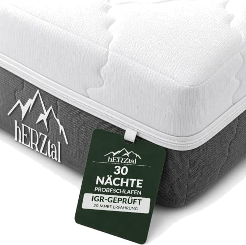 hERZtal 7-Zonen Kaltschaummatratze 90x200 cm 21 cm – Wendematratze H4/H5 Orthopädische Komfortmatratze für Rücken- & Seitenschläfer