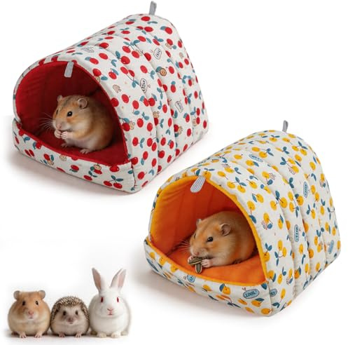 yolzhxe 2 Pcs Maison Cochon d'Inde, Grotte Cabane Cochon d'Inde 13×11×10cm | Peluche Maison pour Lapin, Lavable Chaud et Confortable, pour Lapin Nain Chinchilla Hérisson Cobayes Ecureuils