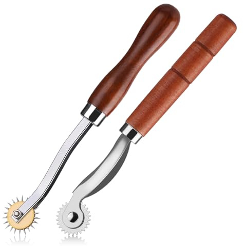 ENCHOL 2 PCS Tracing Wheel Tools, Wooden Handle Tracing Wheel for Sewing | Stainless Steel Pounce Wheel, Tracing Wheel Tool for Leathercraft, Professional Marking Spacer
