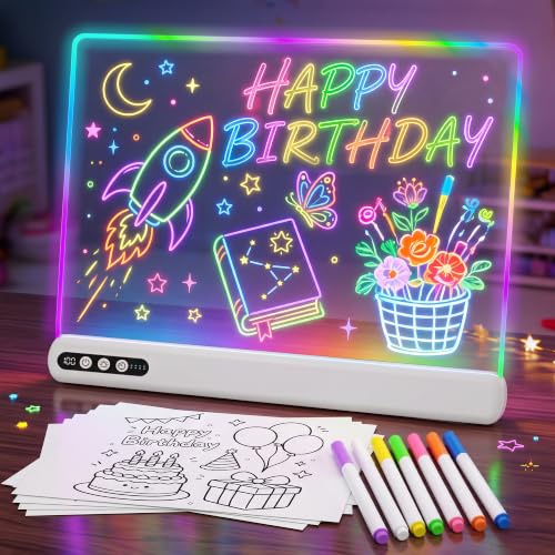 16 Zoll Kinder LED Zeichentablett, 8 Farben Wiederaufladbar | 1500mAh Akku & Timerfunktion, LCD Schreibtafel Zeichenbrett, Lernspielzeug Geschenk für Jungen Mädchen ab 3 Jahren