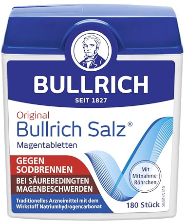 Bullrich Salz gegen Sodbrennen | vegan | 180 Tabletten | Mit Natriumhydrogencarbonat | Neutralisiert überschüssige Magensäure | Bewährter Klassiker