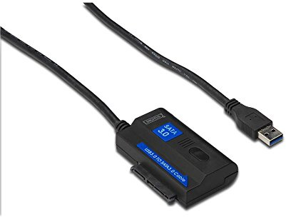 DIGITUS Festplatten-Adapterkabel - USB 3.0 zu SATA3 Konverter - für 2,5/3,5 SSDs/HDDs - 5 Gbit/s Datenübertragungsrate - 1.2m Kabellänge - inkl. Netzteil - Plug & Play - Schwarz