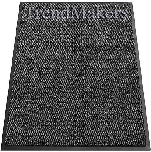 TrendMakers Dirt Stopper Door Mats | Machine Washable Heavy Duty Barrier Mats Anti-Slip Dirt Trapper |15 Sizes - Grey/Black - 90 x 150cm - POLYPROPYLENE PILE