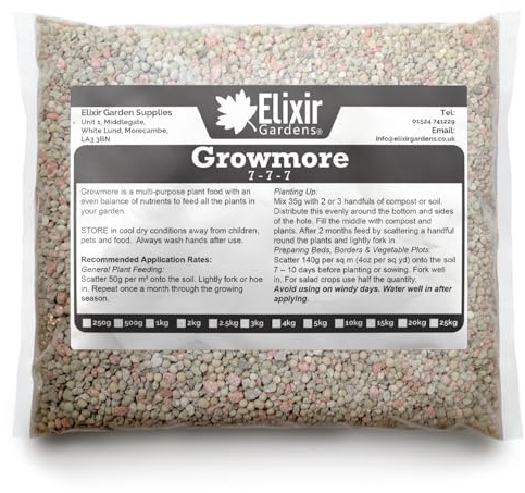 Elixir Gardens Growmore 7-7-7 Special Blend All Round General Purpose Fertiliser | 2kg | Treats 40 sq.m
