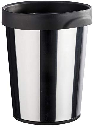 WENKO 22153100 Universal-Abfalleimer rund, Fassungsvermögen 12 L, Edelstahl, glänzend, 26,5 x 26,5 x 33 cm
